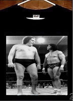 Andre The Giant T shirt; Andre The Giant w Superly Jimmy Snuka Tee shirt