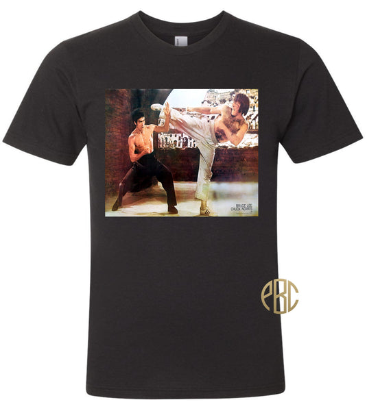 Bruce Lee T Shirt;  Bruce Lee Chuck Norris Fight Way of The Dragon Movie T Shirt